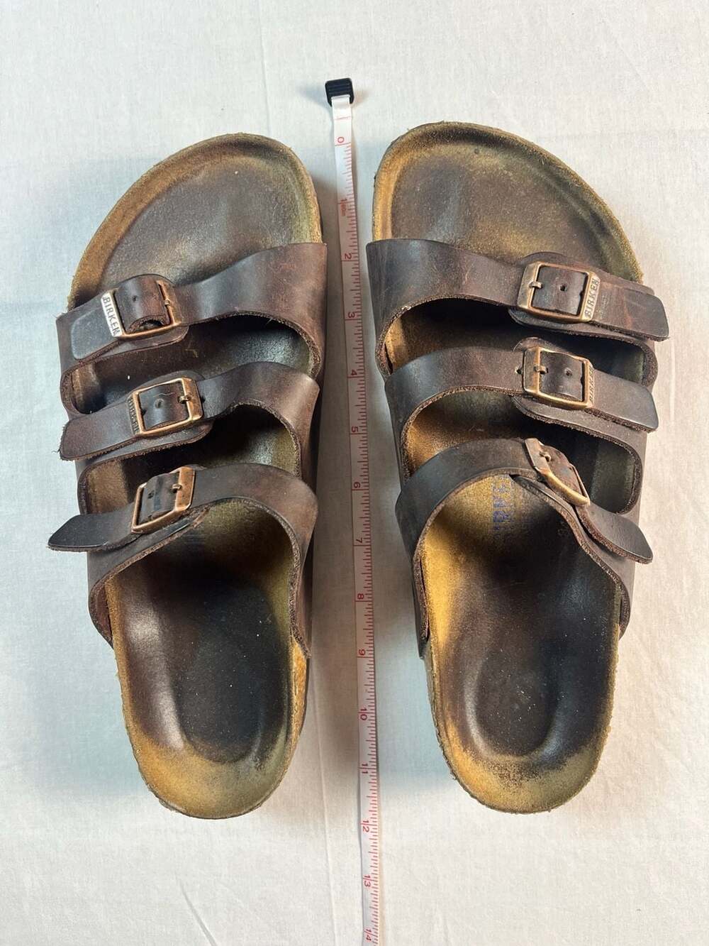 Birkenstock Florida Three-Strap Brown Oiled Leather Sandals 41